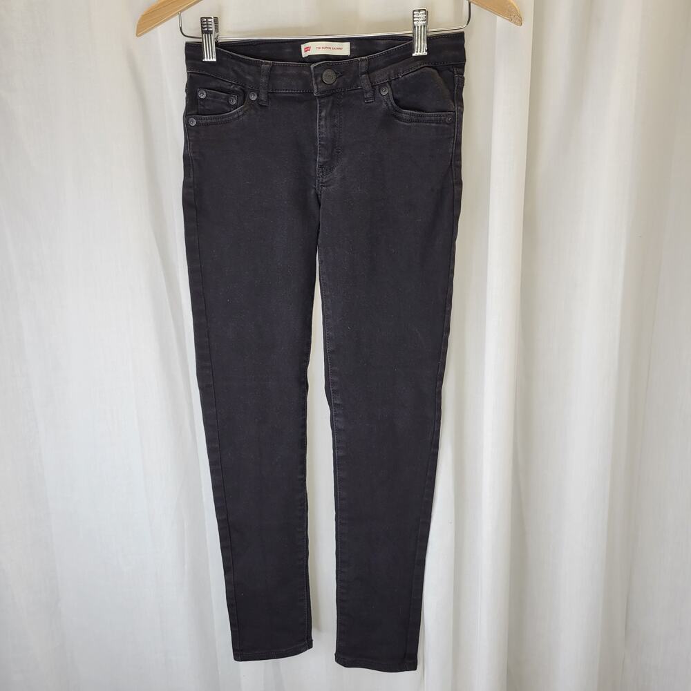 Levi Black 710 Super Skinny Girls Jeans Adjustable Waist, 12
